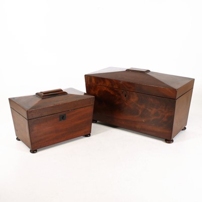 Lot 34 - A 19th century mahogany tea caddy, of...