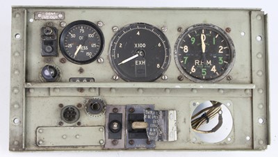 Lot 181 - An aircraft instrument panel, set with three...