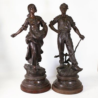 Lot 98 - A pair of late 19th century French spelter...