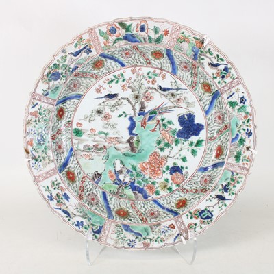 Lot 7 - A Chinese porcelain charger, enamel decorated...