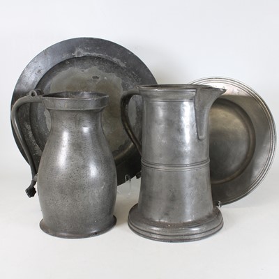 Lot 47 - A 19th century pewter flagon, of tapered...