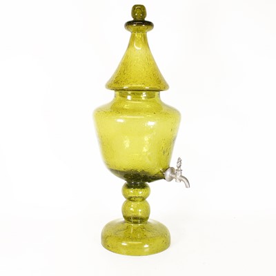 Lot 104 - A green glass urn with bubble inclusions,...