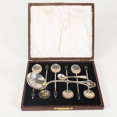 Lot 255 - A cased set of six George V silver coffee...