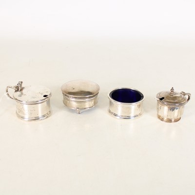 Lot 254 - A collection of three silver condiment dishes,...