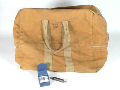 Lot 233a - A 1940s RAF canvas holdall, ink stamped AM...