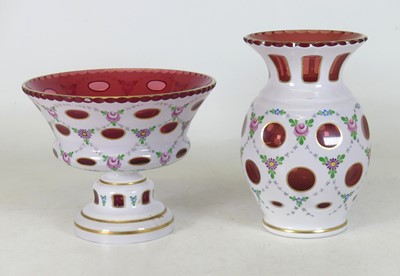 Lot 87 - A 19th century Bohemian overlaid glass vase,...