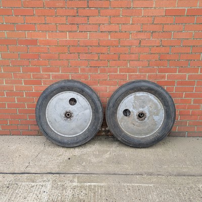 Lot 15 - A pair of vintage bi-plane wheels, dating from...