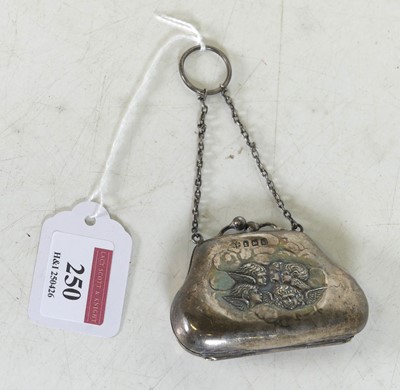 Lot 250 - An Edwardian silver coin purse, repousse...
