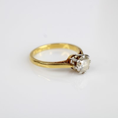 Lot 2077 - A yellow and white metal diamond solitaire...