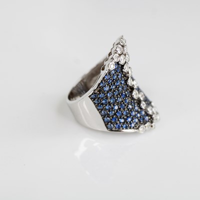 Lot 2080 - A white metal sapphire and diamond...