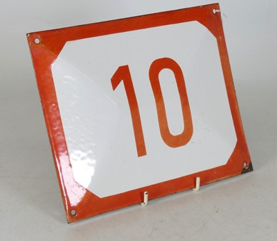Lot 286 - An early 20th century enamel on metal sign '10'...