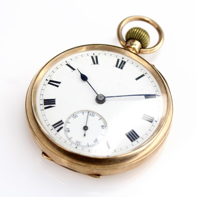 Lot 2095 - A gents 9ct yellow gold keyless open-faced...