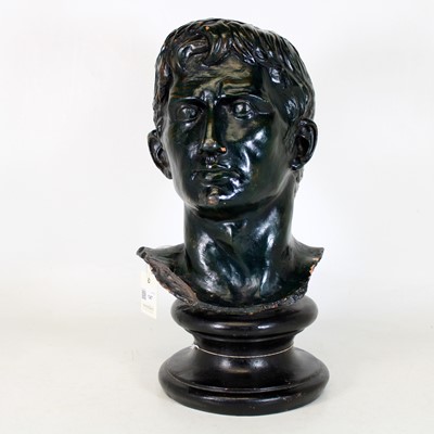 Lot 6 - A bronzed terracotta bust of Augustus Caesar,...