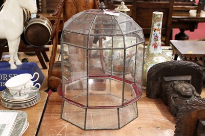 Lot 30 - A Victorian style leaded glass terrarium, 20th...