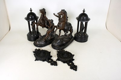 Lot 101 - A pair of painted spelter figures of Marly...