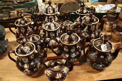 Lot 131 - A collection of thirteen bargeware pottery...
