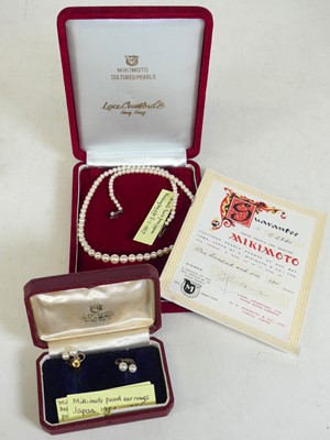 Lot 305 - A pair of Miki Moto 1950s Japanese pearl...