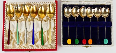 Lot 274 - A set of six 1950s silver coffee spoons, each...