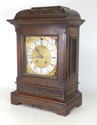 Lot 145 - Circa 1900, continental oak bracket clock...
