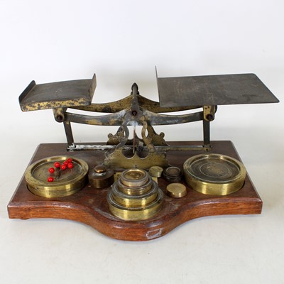 Lot 152 - A circa 1900 lacquered brass postal scale,...