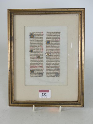 Lot 232 - An illuminated biblical page, 16 x 11cm