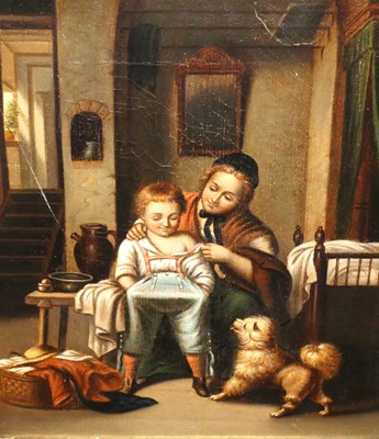 Lot 408 - 19th century English school interior scene...