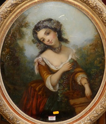 Lot 415 - Late Victorian reverse painting on glass,...