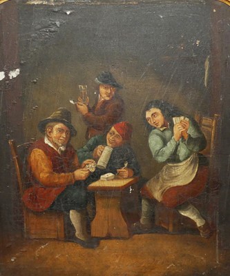 Lot 589 - After David Teniers - The Card School, oil on...