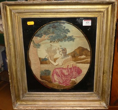 Lot 425 - A Victorian wool & silkwork panel depicting a...