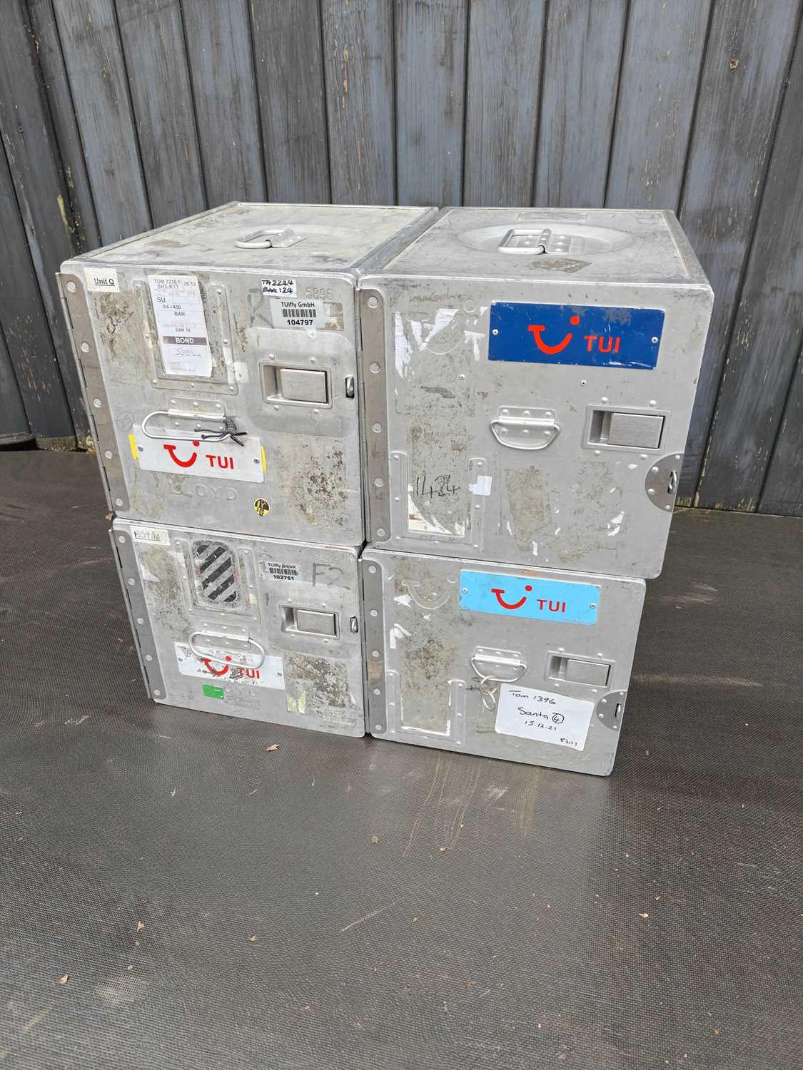 Lot 1 - A group of four TUI airline catering boxes,...
