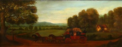 Lot 455 - 19th century English school - Stagecoach scene,...