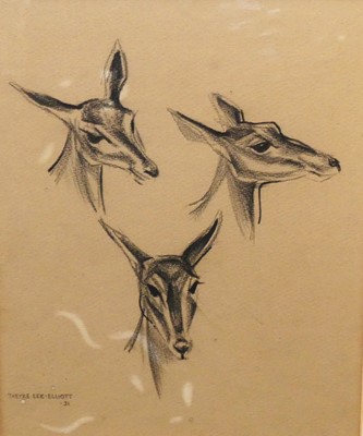 Lot 451 - Theyre Lee-Elliot - Three young deer, black...