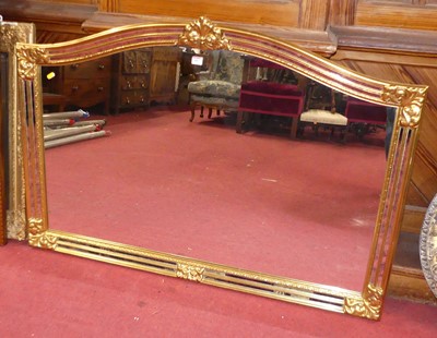 Lot 488 - Reproduction gilt framed over mantel mirror...