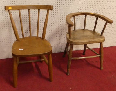 Lot 497 - A child's elm seat and beechwood stickback...