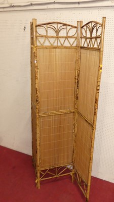 Lot 498 - A bamboo three-section dressing screen, h.183cm