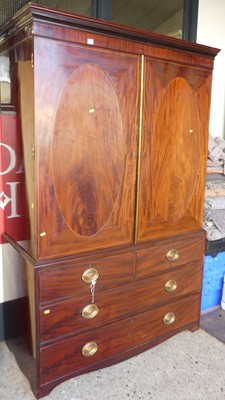 Lot 517 - A late George III mahogany and boxwood strung...