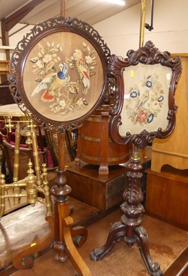 Lot 533 - A mid Victorian mahogany pedestal fire screen,...