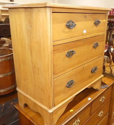 Lot 535 - An Edwardian satin birch chest of three long...