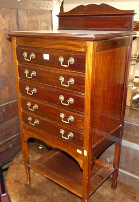 Lot 596 - An Edwardian mahogany five-drawer music...