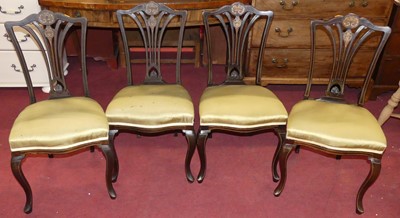 Lot 693 - An Edwardian ebonised and inlaid five piece...