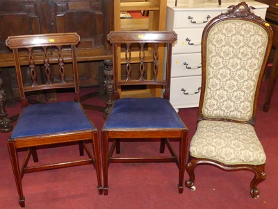 Lot 617 - A Victorian mahogany framed prie deux,...