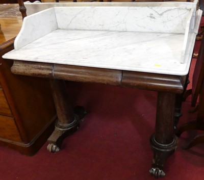 Lot 627 - A Victorian faded mahogany and marble topped...