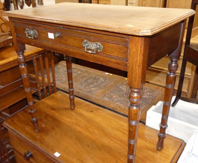 Lot 629 - An Edwardian walnut single drawer side table,...