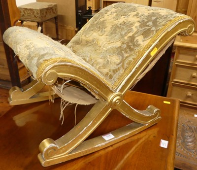 Lot 634 - A 19th century gilt wood and upholstered gout...