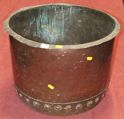 Lot 649 - A riveted copper fuel depot, dia. 50cm