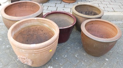 Lot 710 - Five various stoneware and terracotta garden...