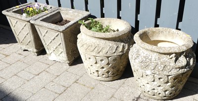 Lot 716 - A pair of reconstituted stone circular...
