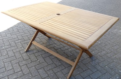 Lot 706 - A Westminster teak garden patio table,...