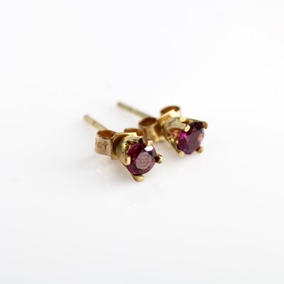 Lot 394 - A pair of modern 9ct gold and amethyst set...