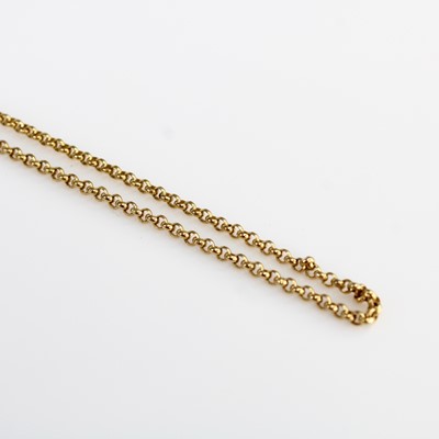 Lot 357 - A modern 9ct gold fine belcher link neck chain...